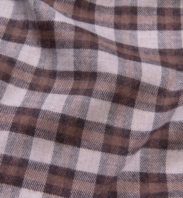 Albiate Beige Melange Plaid Flannel Shirts By Proper Cloth