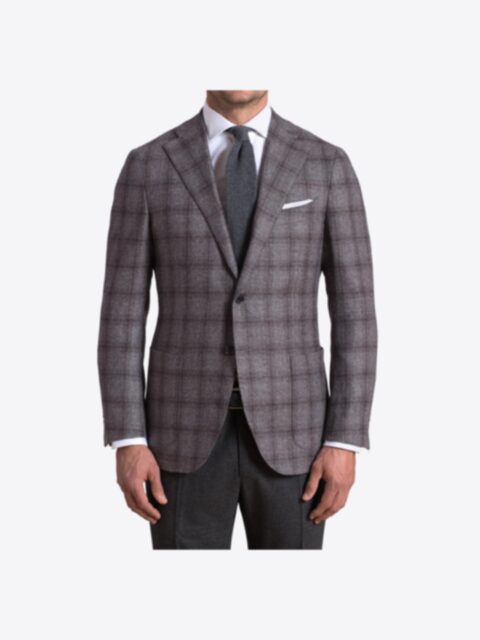 Hudson Grey Plaid Wool And Cashmere Flannel Jacket Custom Fit