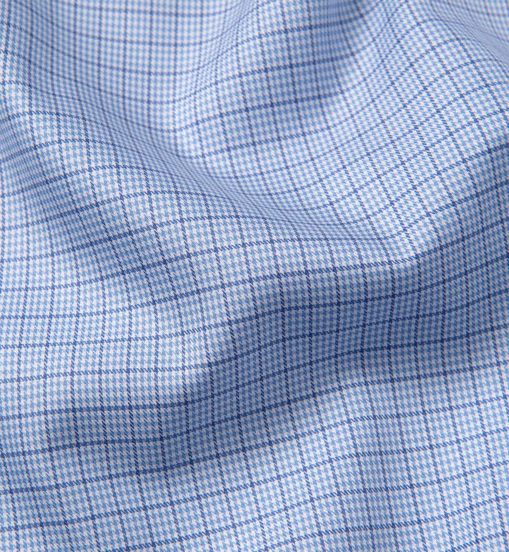 Mayfair Wrinkle-Resistant Blue Small Houndstooth Check Shirts by Proper ...