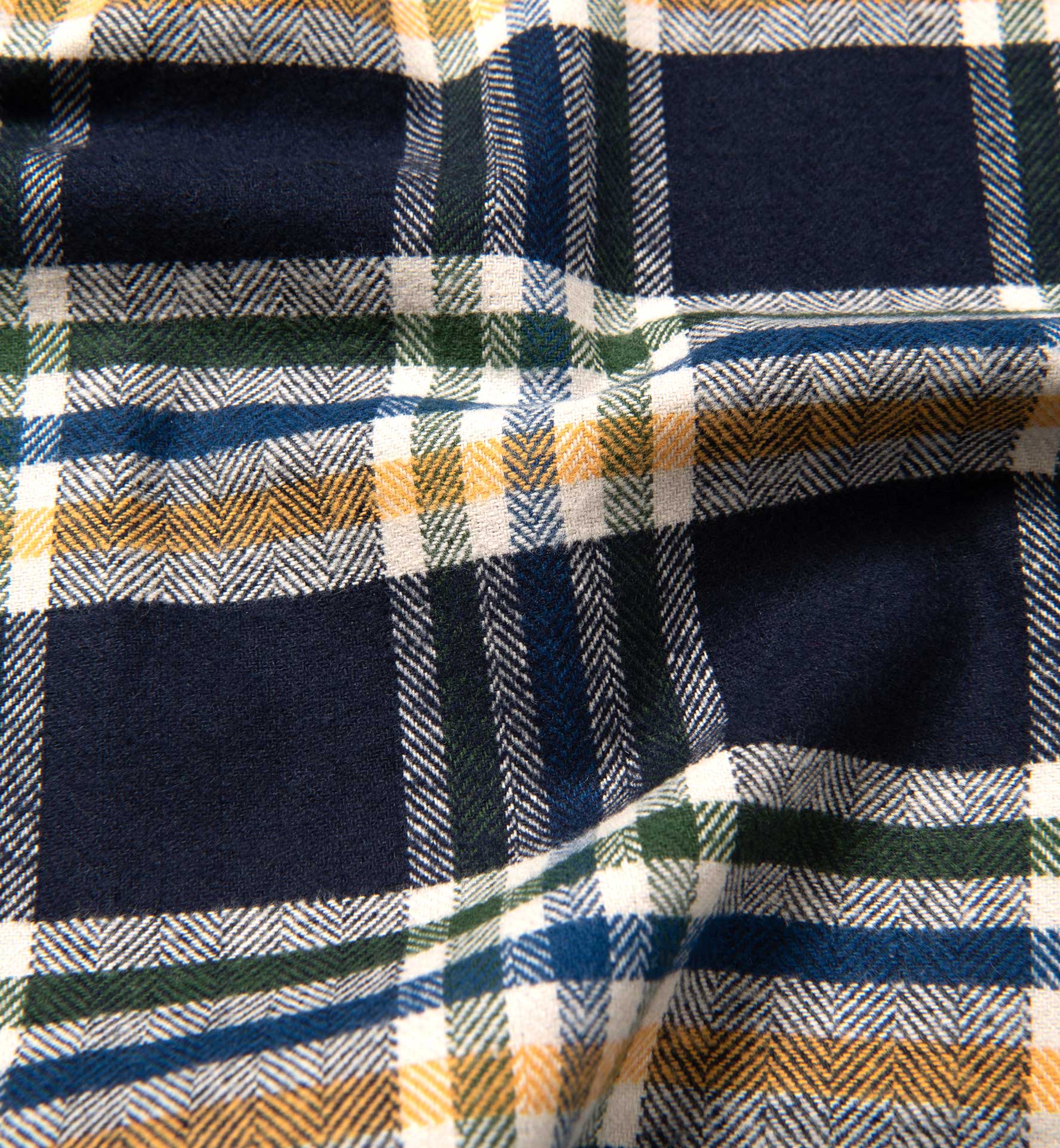Navy Green and Yellow Plaid Country Flannel Shirts by Proper Cloth