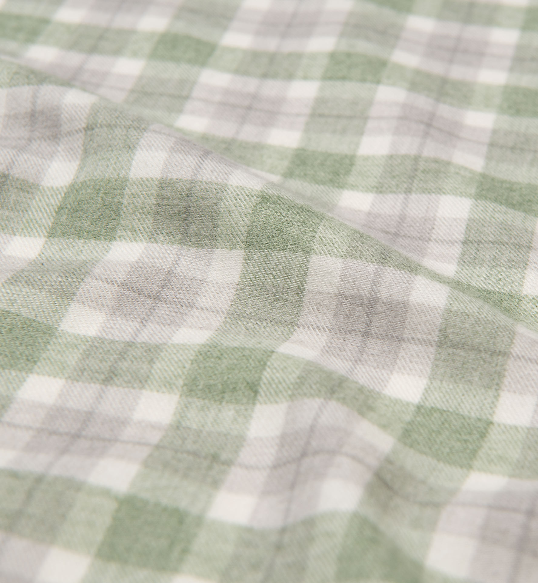 Sage and Grey Plaid Cotton and Wool Flannel Shirts by Proper Cloth
