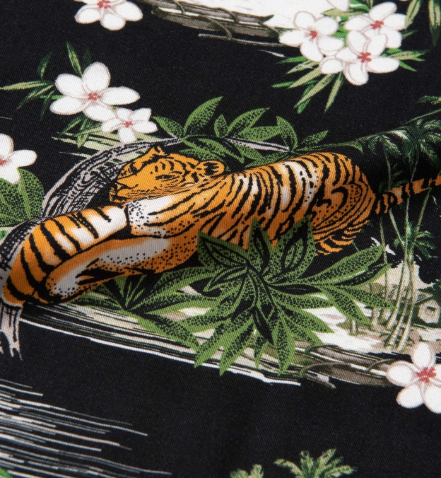 Black Tiger Print Viscose Shirt