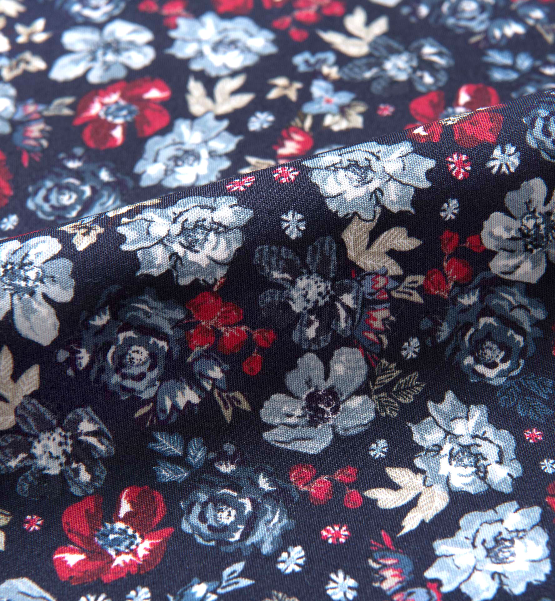 Albini Navy Red and Light Blue Floral Print Shirts by Proper Cloth