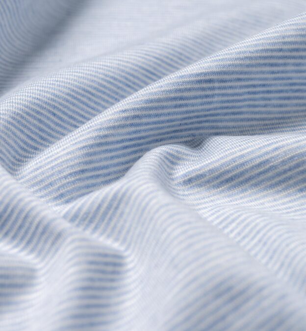 Pinehurst Light Blue Stripe Cotton and Tencel Knit Jersey Shirts by
