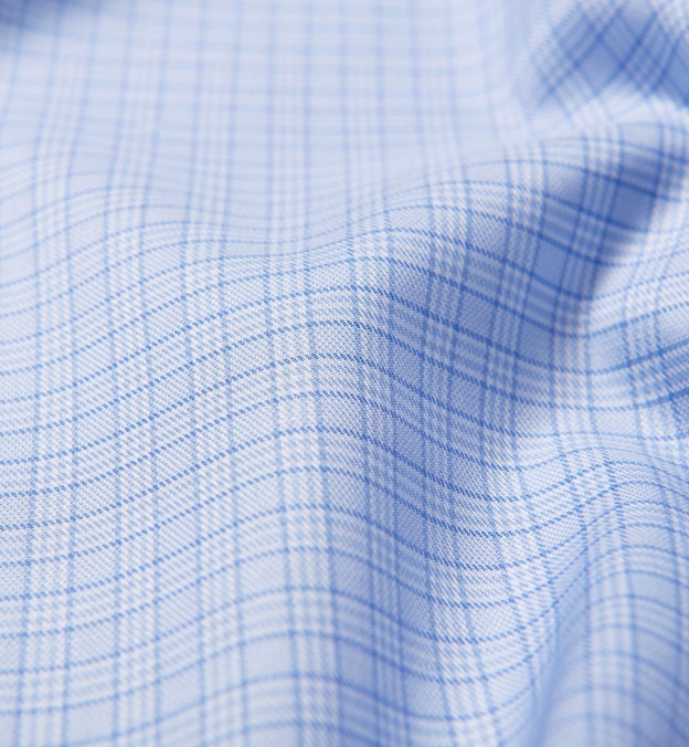 Non-Iron Stretch Light Blue Small Check Shirts by Proper Cloth