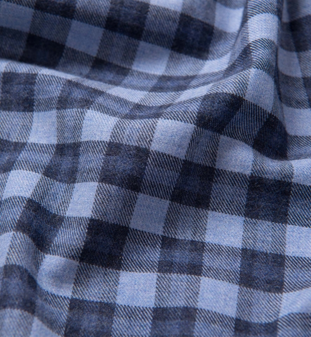 Stowe Light Blue Melange Plaid Flannel Shirts by Proper Cloth