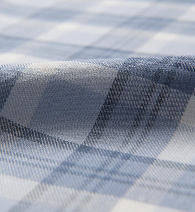 Mesa Faded Blue Cotton and Linen Plaid