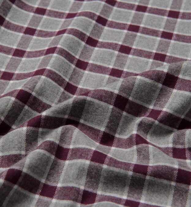 Crimson and Grey Melange Check Flannel Shirts by Proper Cloth