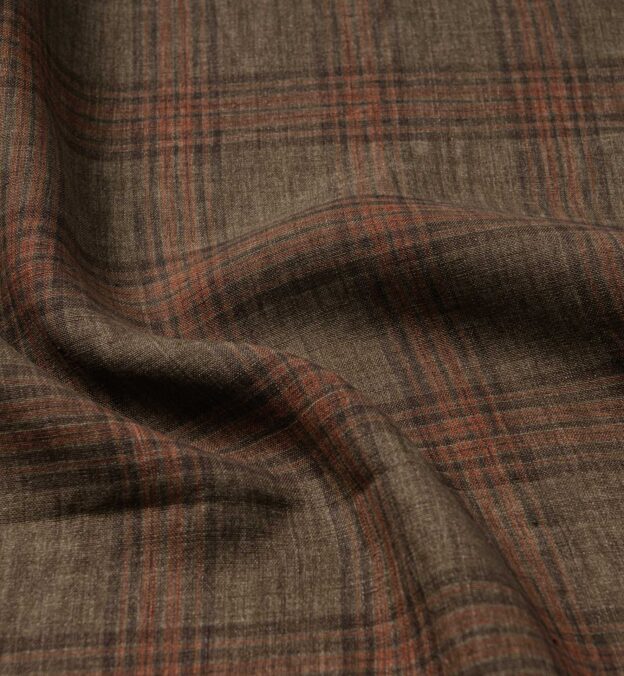 Leomaster Washed Chestnut and Sienna Plaid Linen Shirts by Proper Cloth
