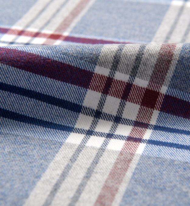 Blue and Burgundy Large Plaid Flannel Shirts by Proper Cloth