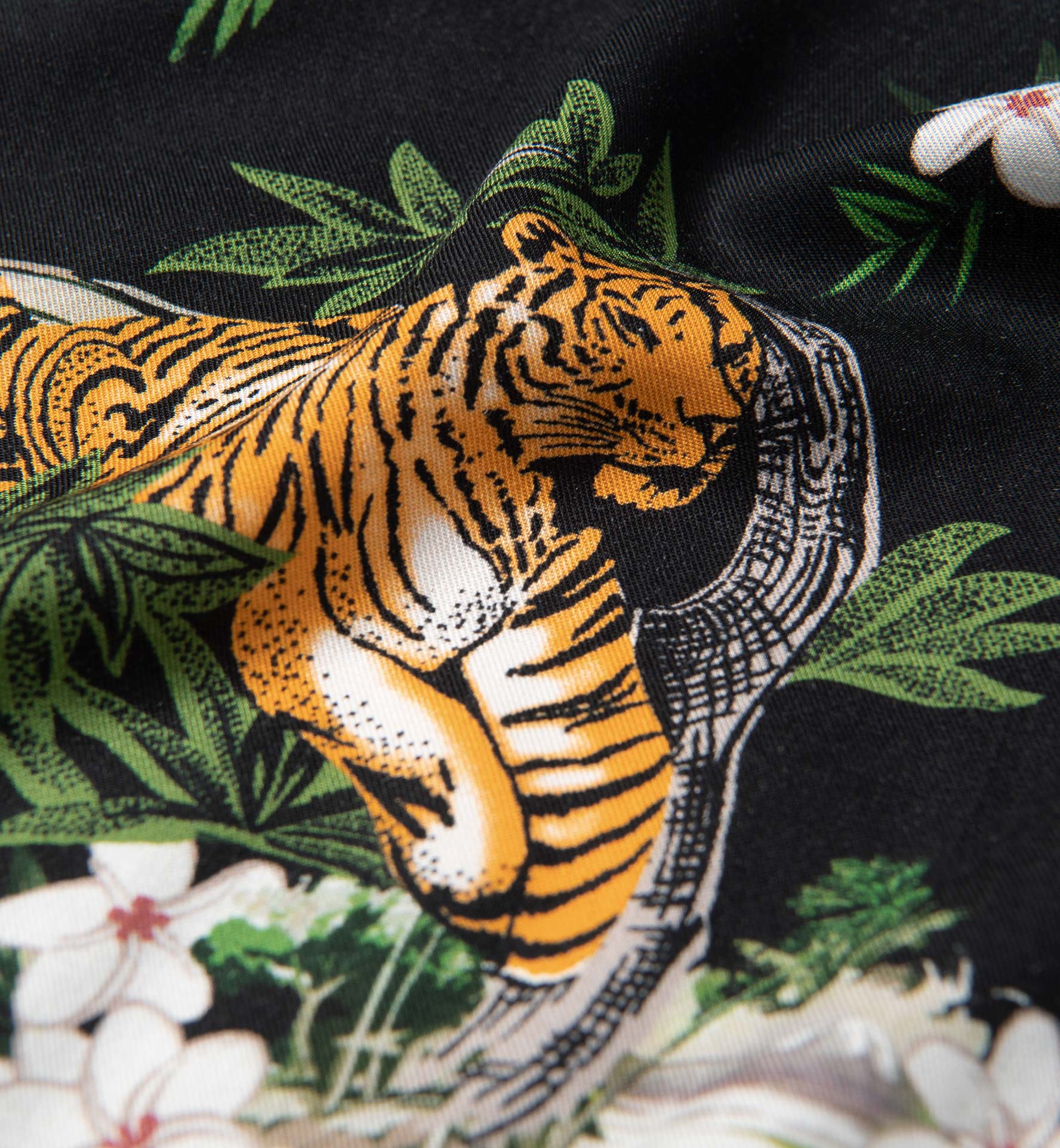 Black Tiger Print Viscose Shirts by Proper Cloth