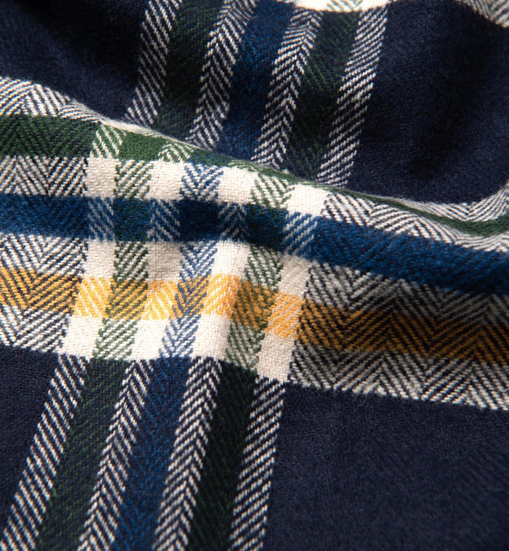 Navy Green and Yellow Plaid Country Flannel Shirts by Proper Cloth