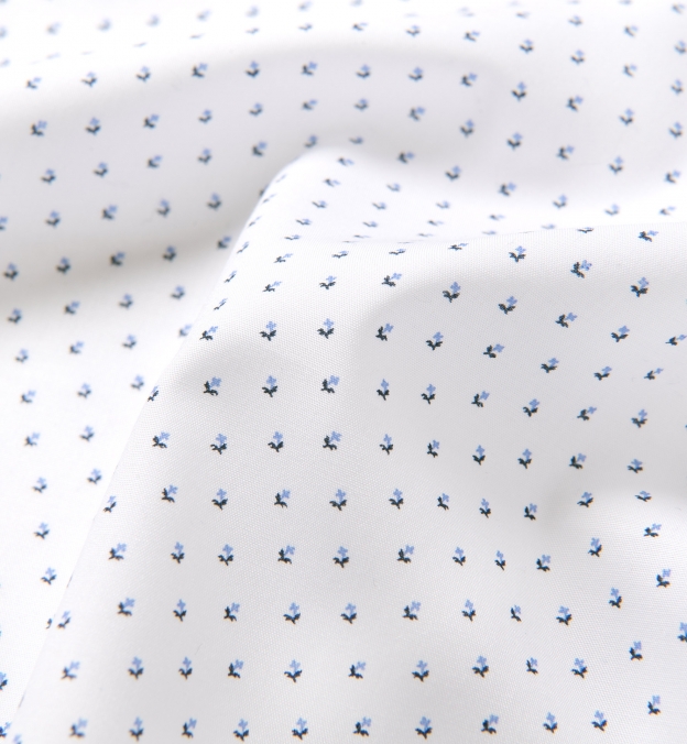 White and Light Blue Micro Floral Print Shirts by Proper Cloth