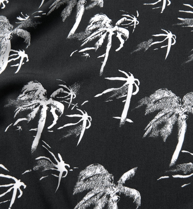 Albini Faded Black and White Palm Tree Print Tencel Shirts by Proper Cloth