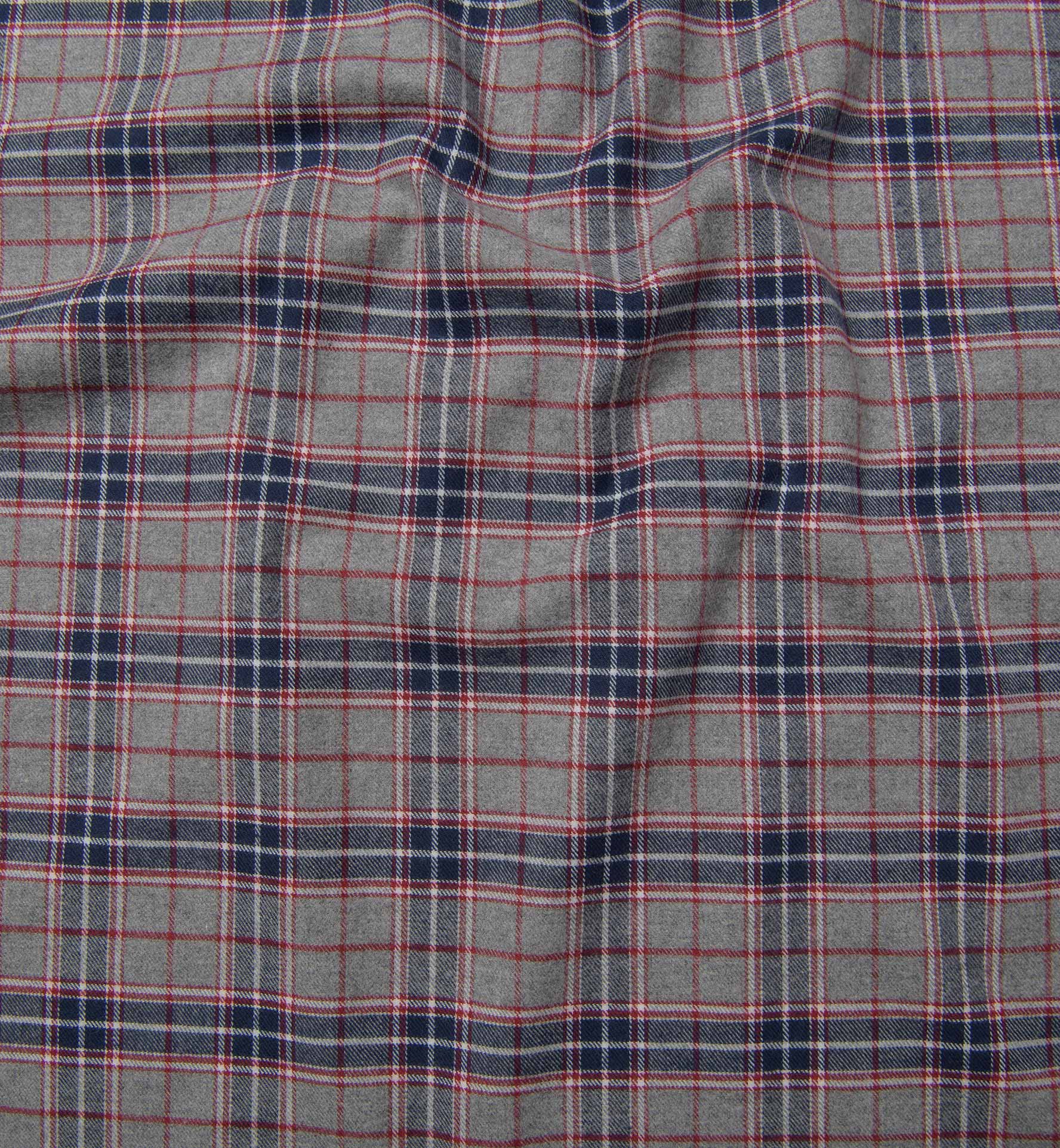 BARRY Gray with Blue and Red Plaid, Italian Flannel