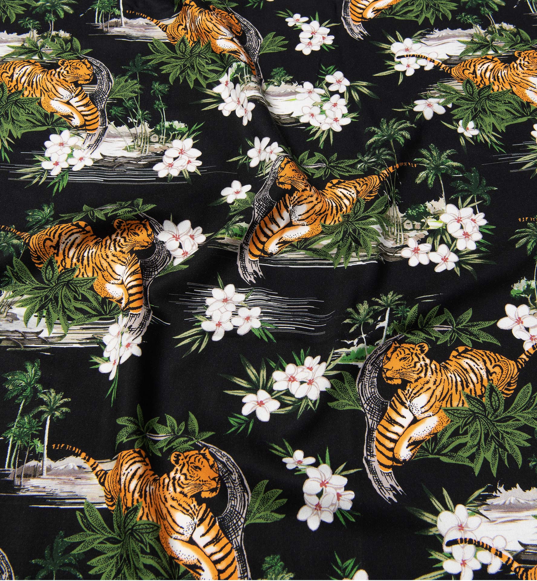 Black Tiger Print Viscose Shirts by Proper Cloth