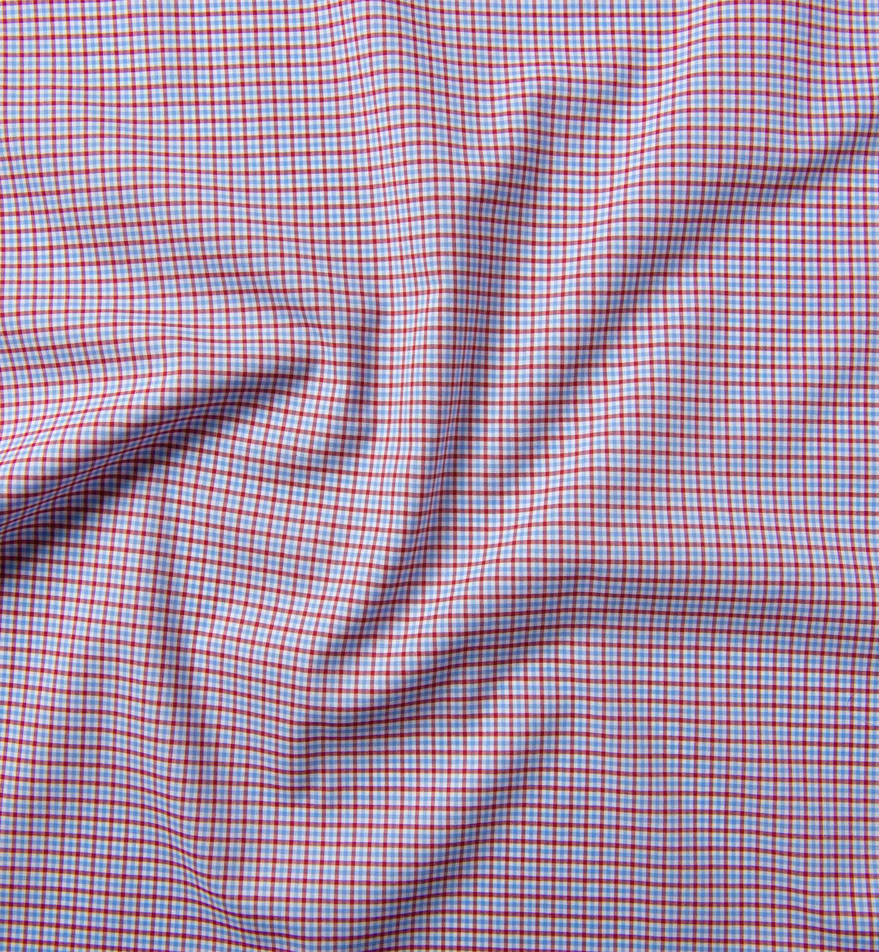 Waverly Light Blue and Red 120s Small Gingham Shirts by Proper Cloth