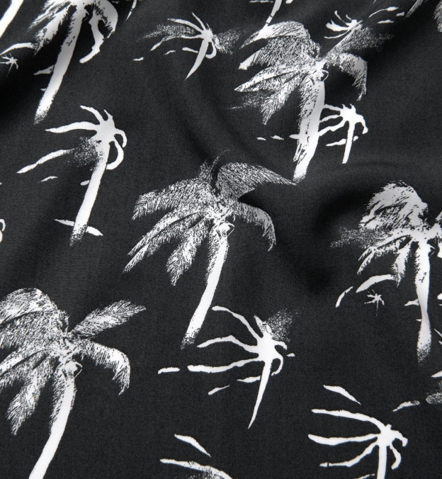 Albini Faded Black and White Palm Tree Print Tencel Shirts by Proper Cloth
