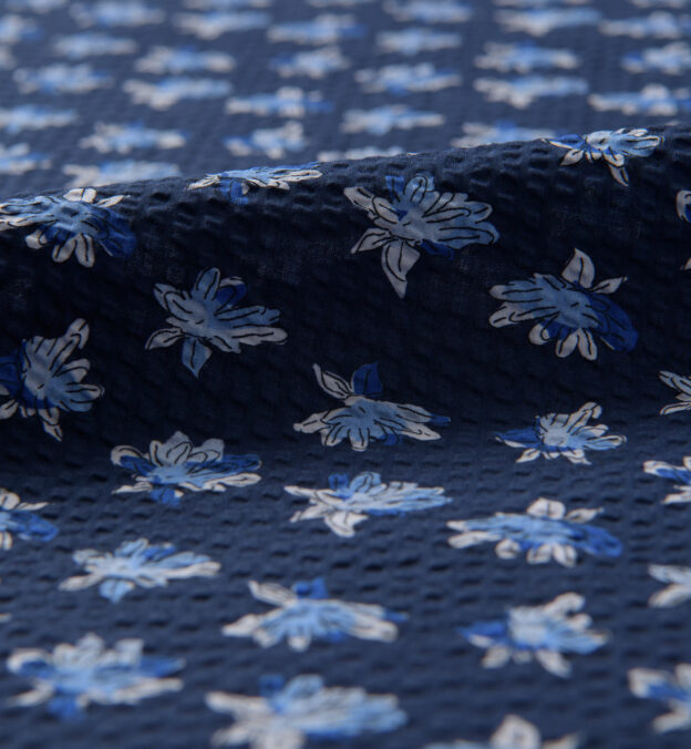 Retro Cotton Seersucker Fabric Painting Floral Fabric for Dress Shirt 100x145cm 