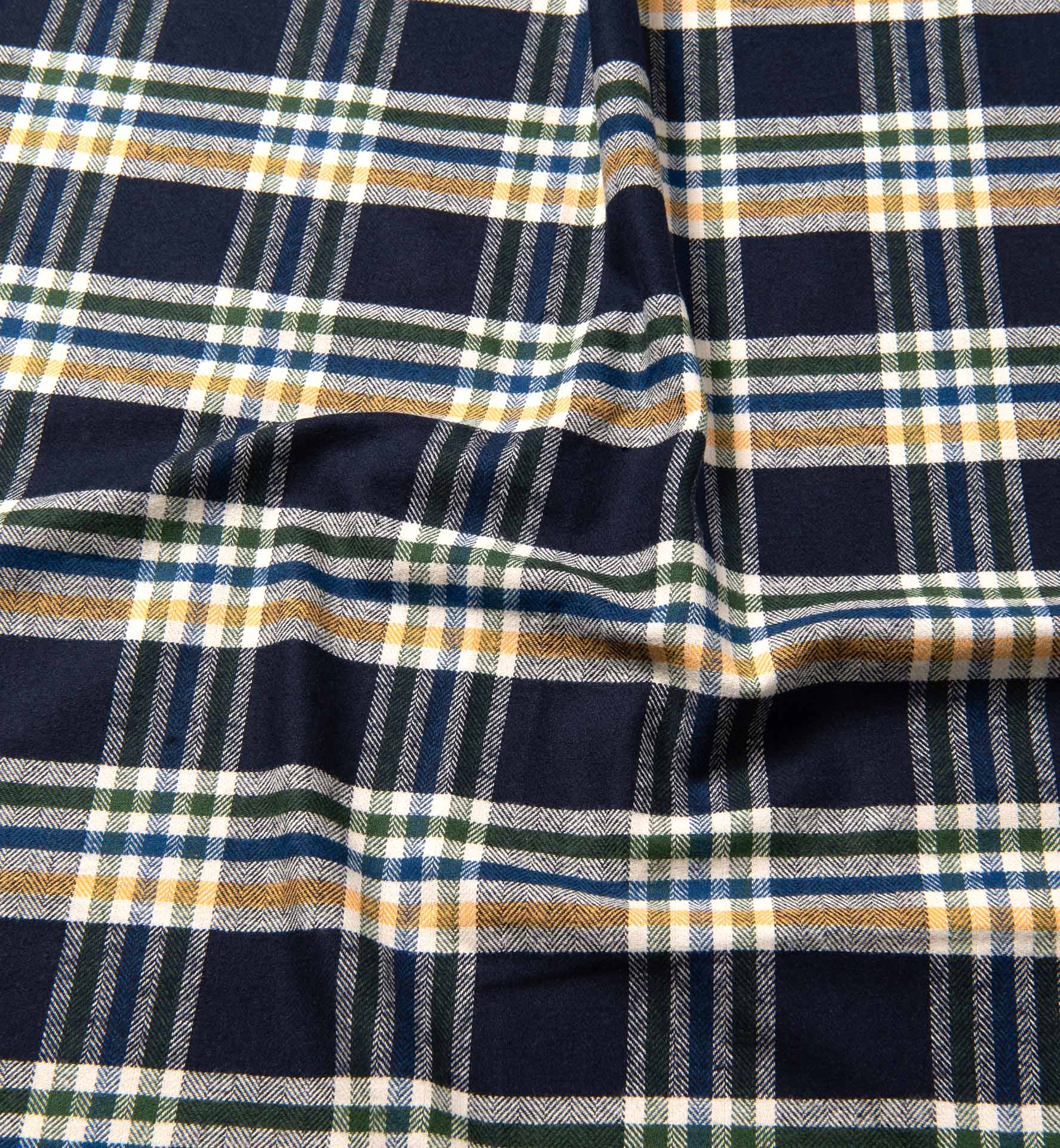 Navy Green and Yellow Plaid Country Flannel Shirts by Proper Cloth