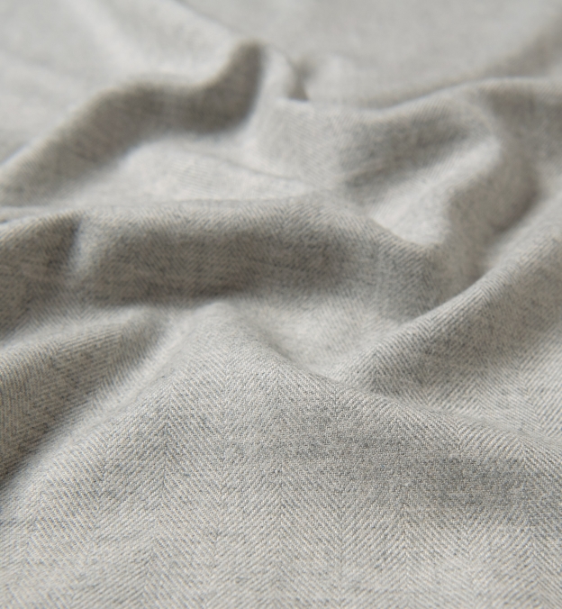 Canclini Pale Grey Herringbone Beacon Flannel Shirts by Proper Cloth