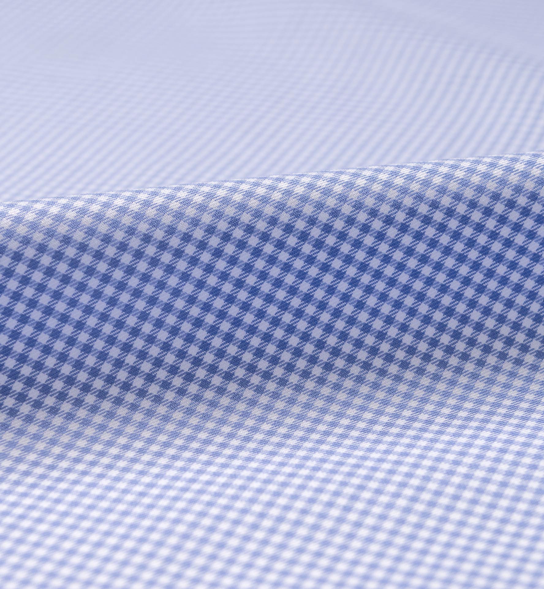 NonIron Stretch Blue Gingham Twill Shirts by Proper Cloth