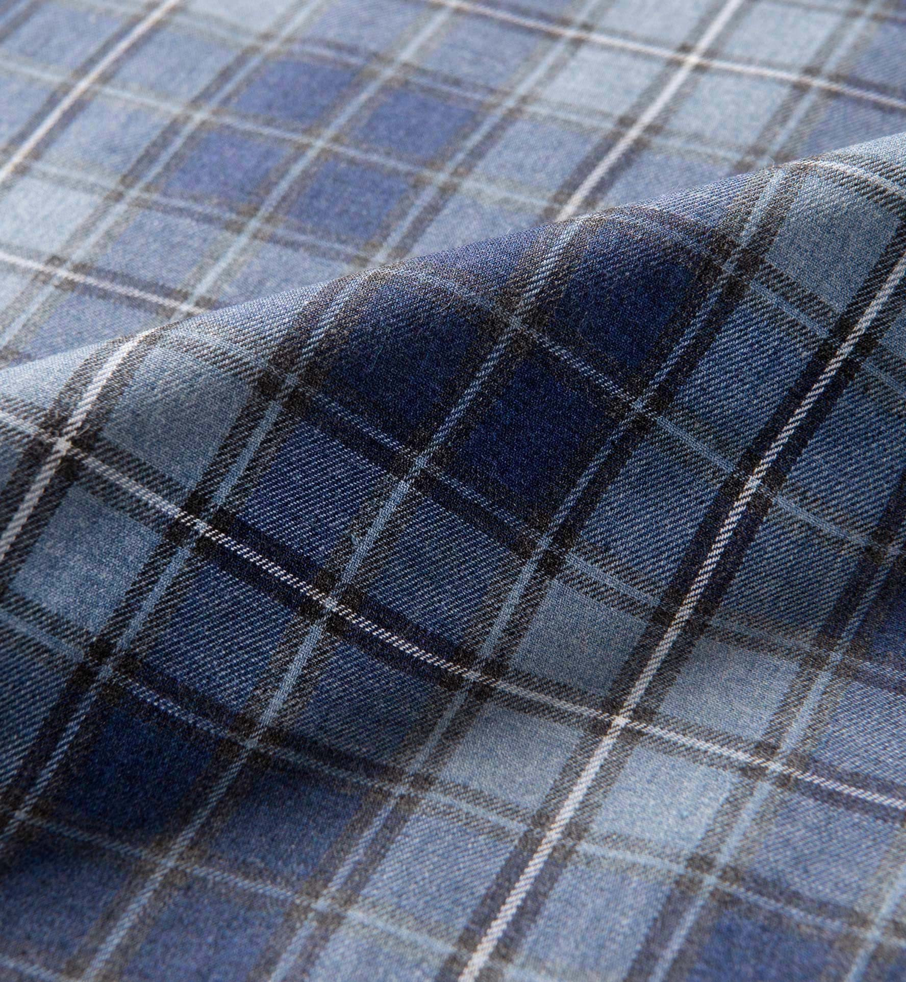 blue and grey plaid shirt