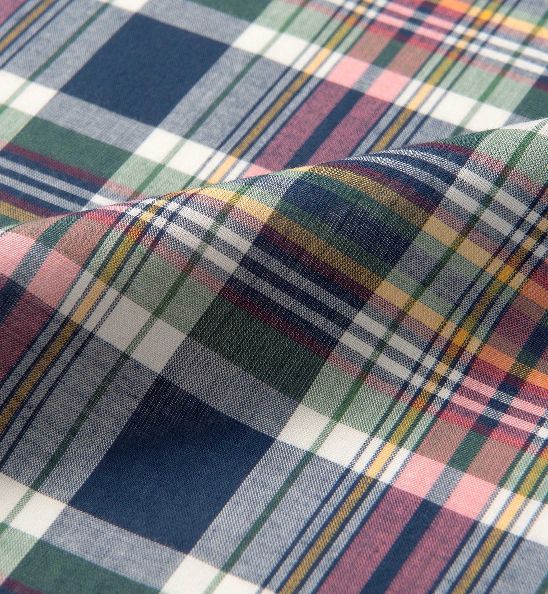 Navy Pink and Green Indian Madras Shirts by Proper Cloth