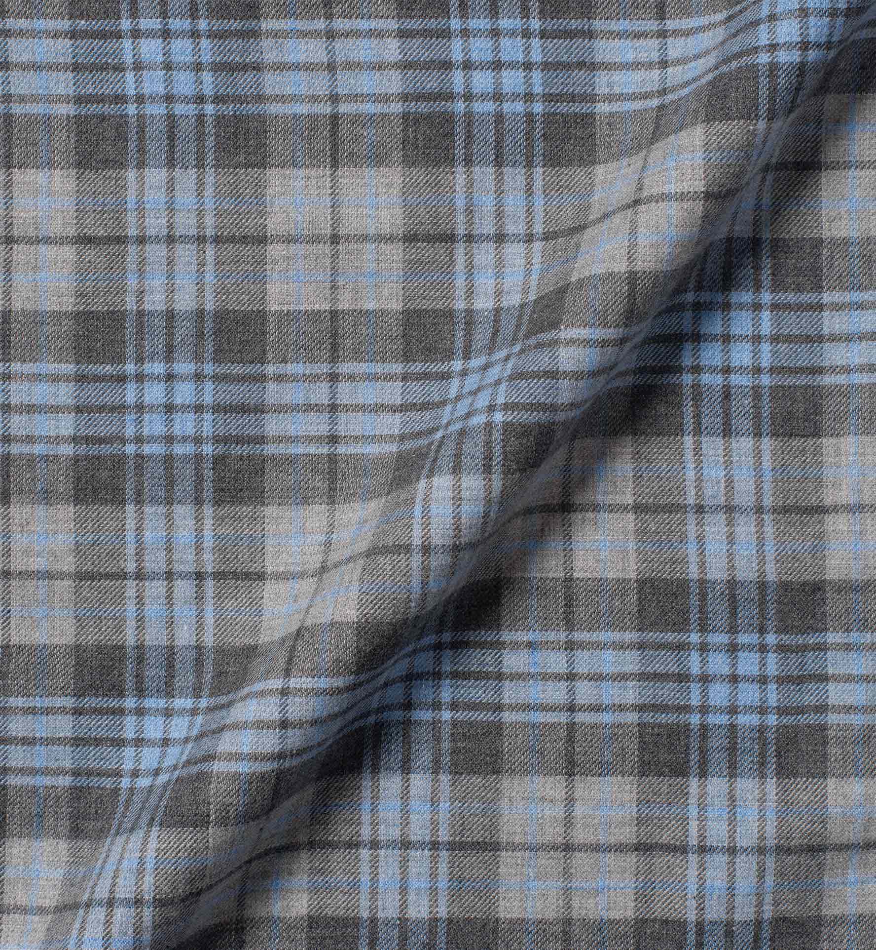 Satoyama Light Blue and Grey Plaid Flannel Shirts by Proper Cloth