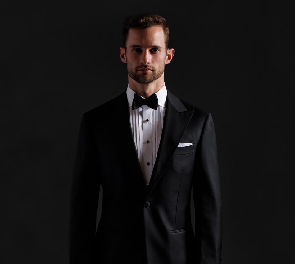 Closeout Black Laydown Tuxedo Shirt Pleated Front