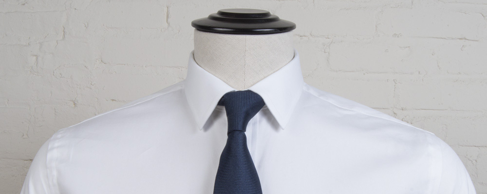 Quattro Flex Dress Shirt with Semi-Spread Collar Blue and Black