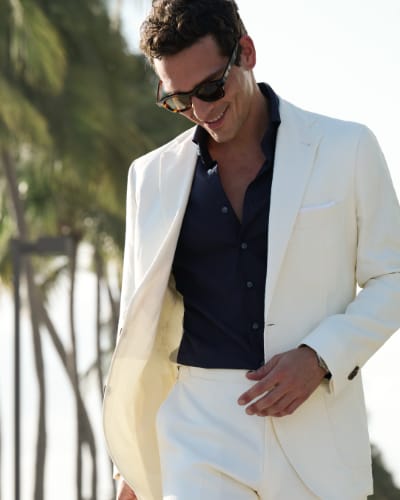 Man wearing spring outfit in A Costa lookbook