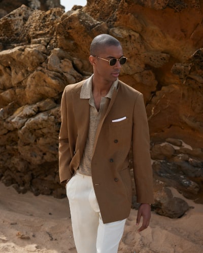 Man wearing spring outfit in A Costa lookbook