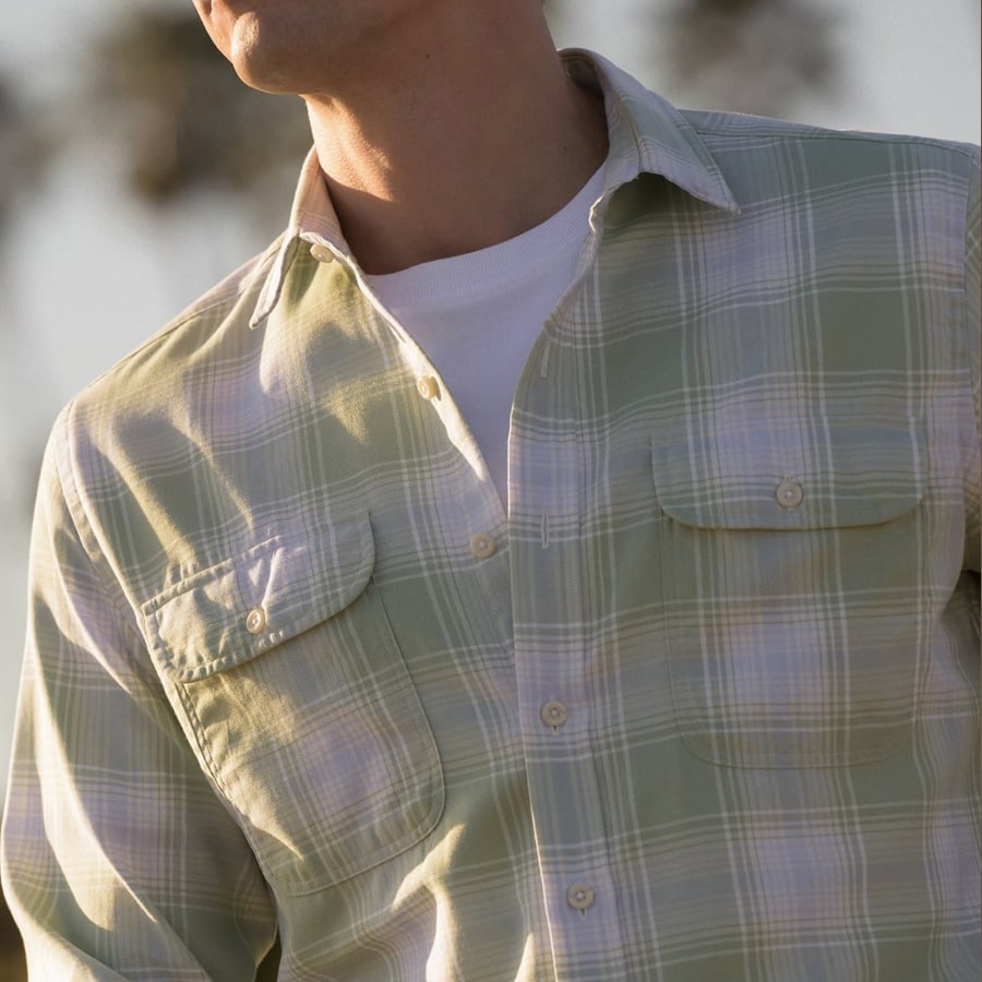 Man wearing casual plaid shirt.