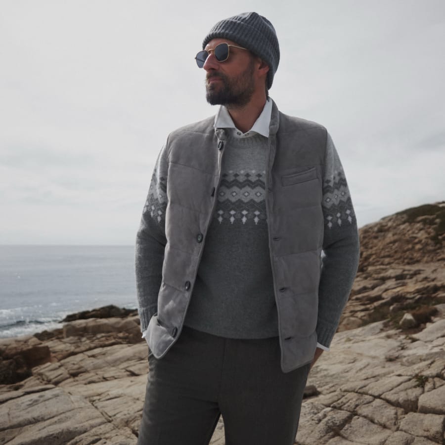 Man in Nova Scotia wearing fall season collection