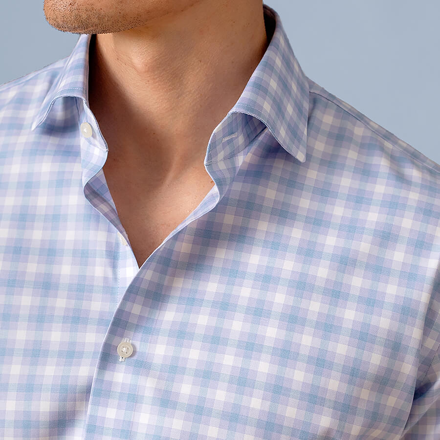 Non-Iron Light Blue Shadow Stripe Twill Shirts by Proper Cloth