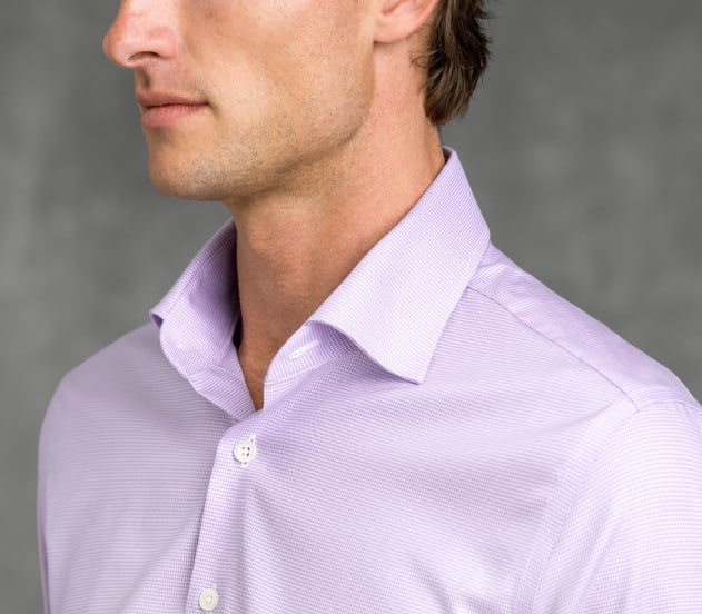 The Micro Check Shirt Detail of Mayfair Wrinkle-Resistant Lavender Houndstooth