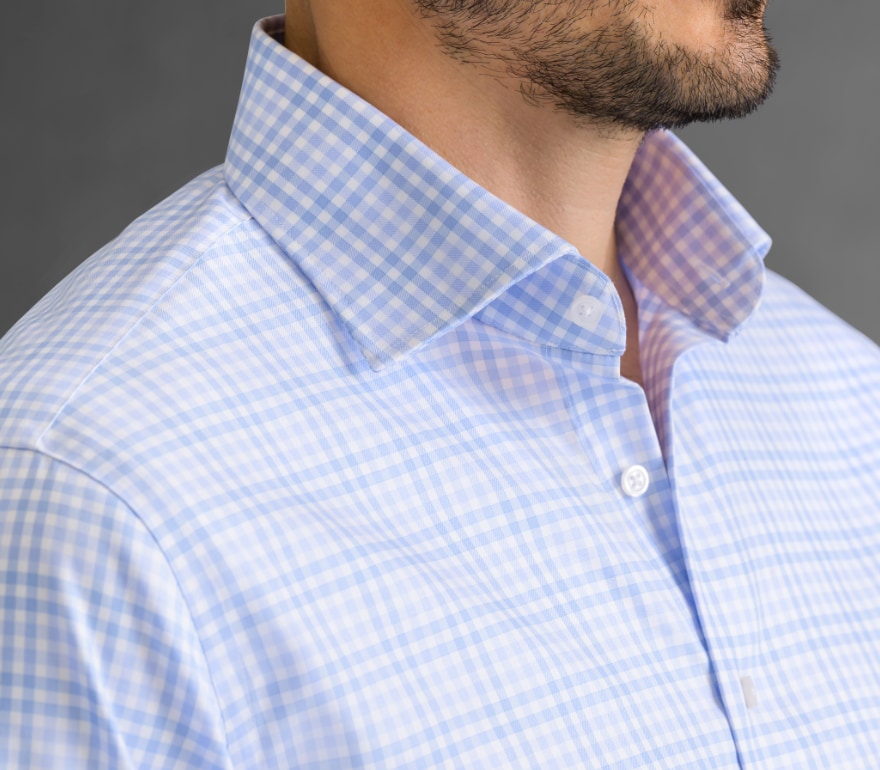 The Multi-Check Shirt Shirt Detail of Mayfair WR Light Blue Multi Check