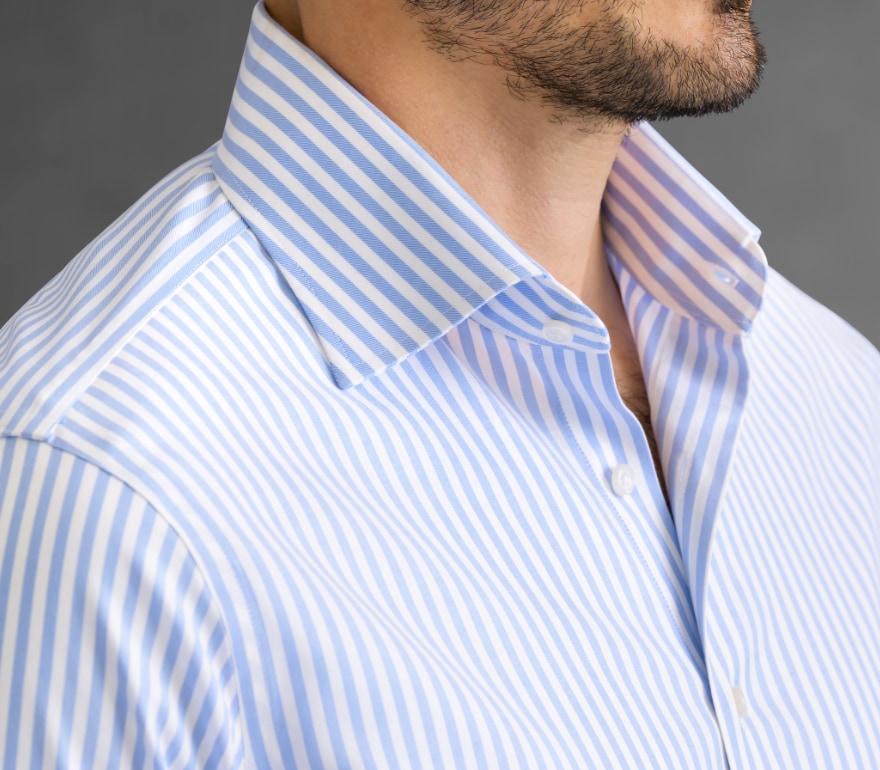 The Stripe Shirt Shirt Detail of Non-Iron Stretch Light Blue Bengal Stripe