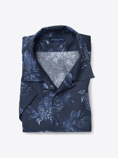 Shop Albini Navy Pineapple Print Linen