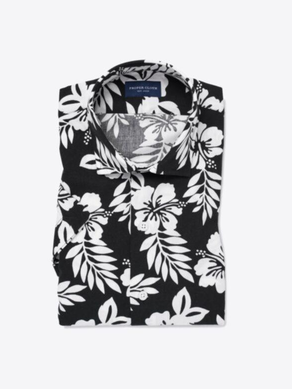 Japanese Black and White Aloha Floral