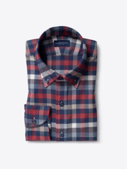 Shop Portuguese Red Navy and White Large Plaid Flannel