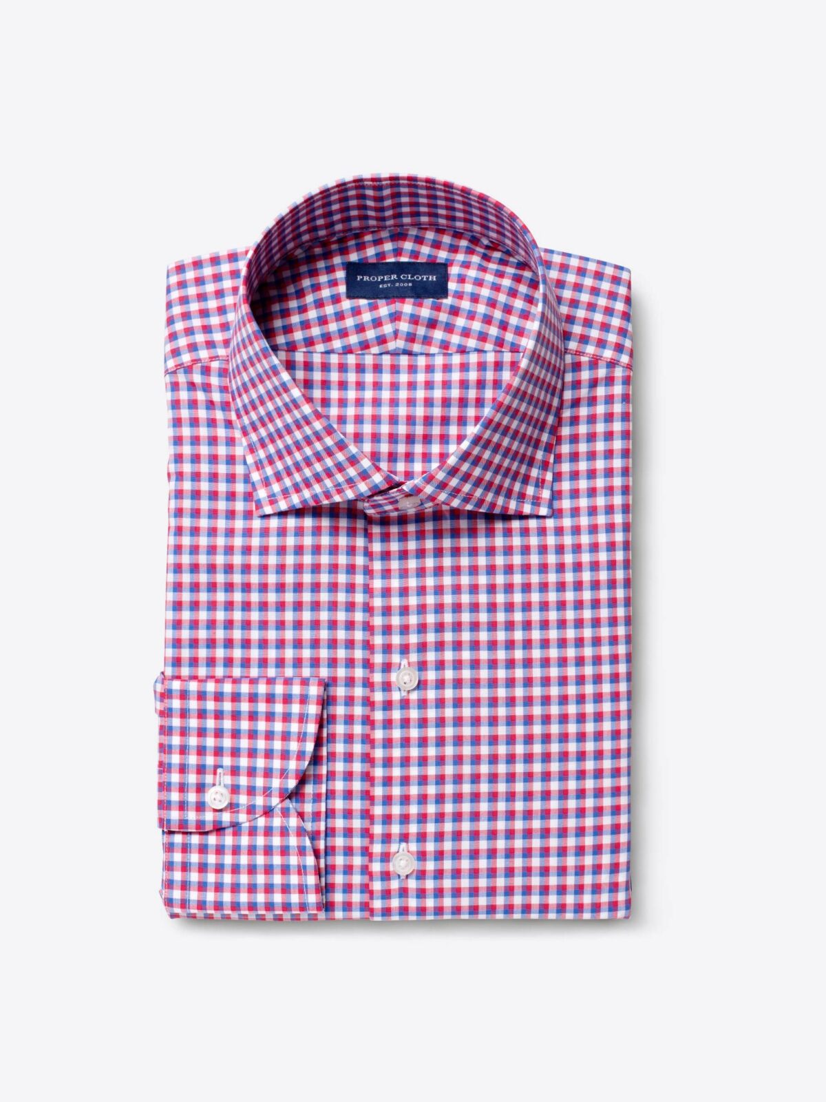 Thomas Mason Red and Blue Shadow Check Dress Shirt Shirt by Proper