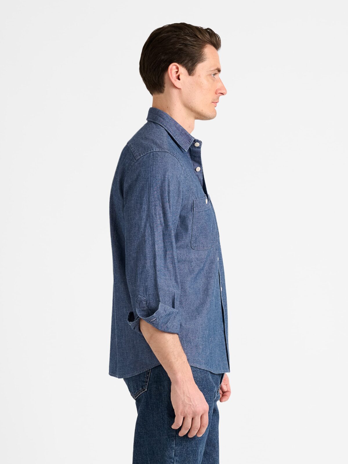 The Japanese Selvedge Heavy Chambray Utility Shirt in Indigo