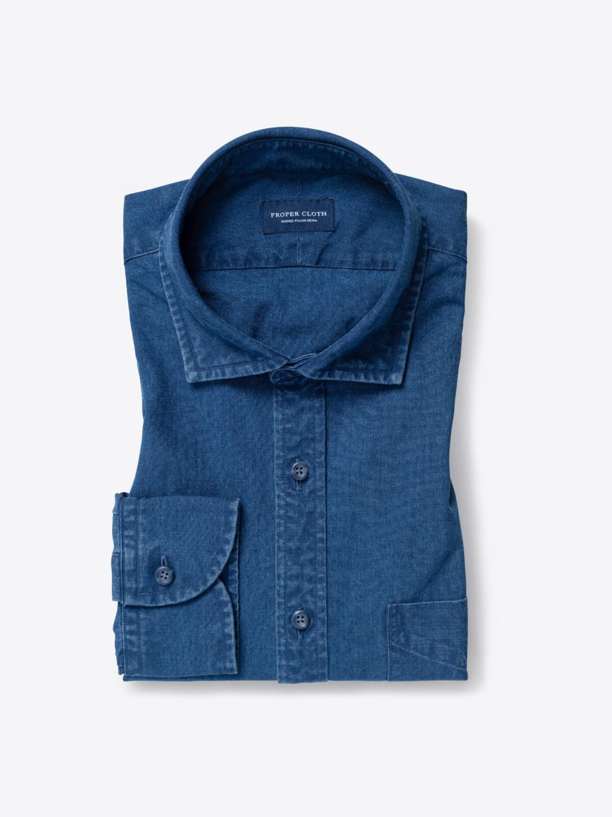 Albiate Washed Light Indigo Canvas Shirt