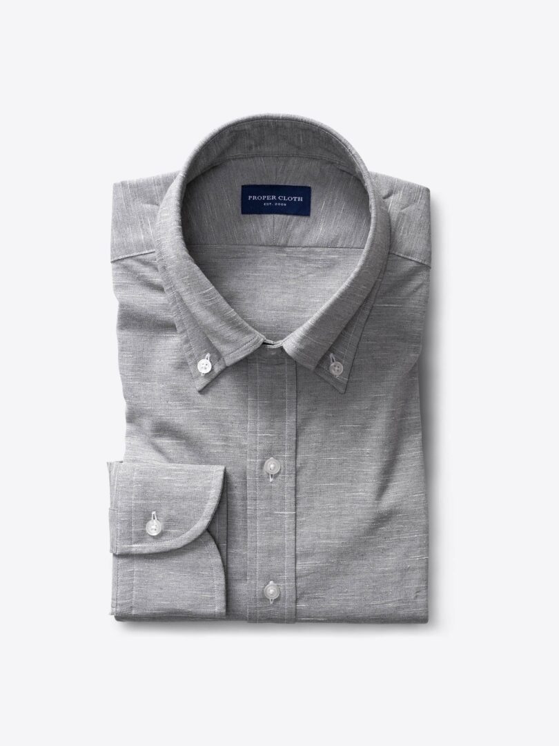 Biella Light Grey Slub Chambray 