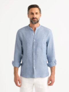 Blue Chambray Washed Linen Shirt by Proper Cloth