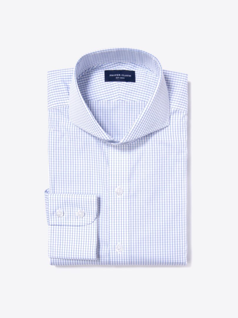 Mercer Blue Medium Grid Custom Dress Shirt 