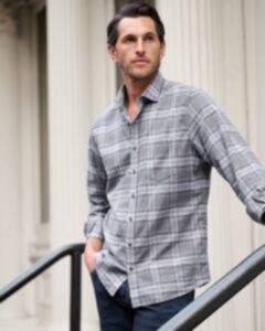 The Kent Lightweight Flannel Shirt in Navy and Light Grey Plaid The Kent Lightweight Flannel Shirt in Navy and Light Grey Plaid