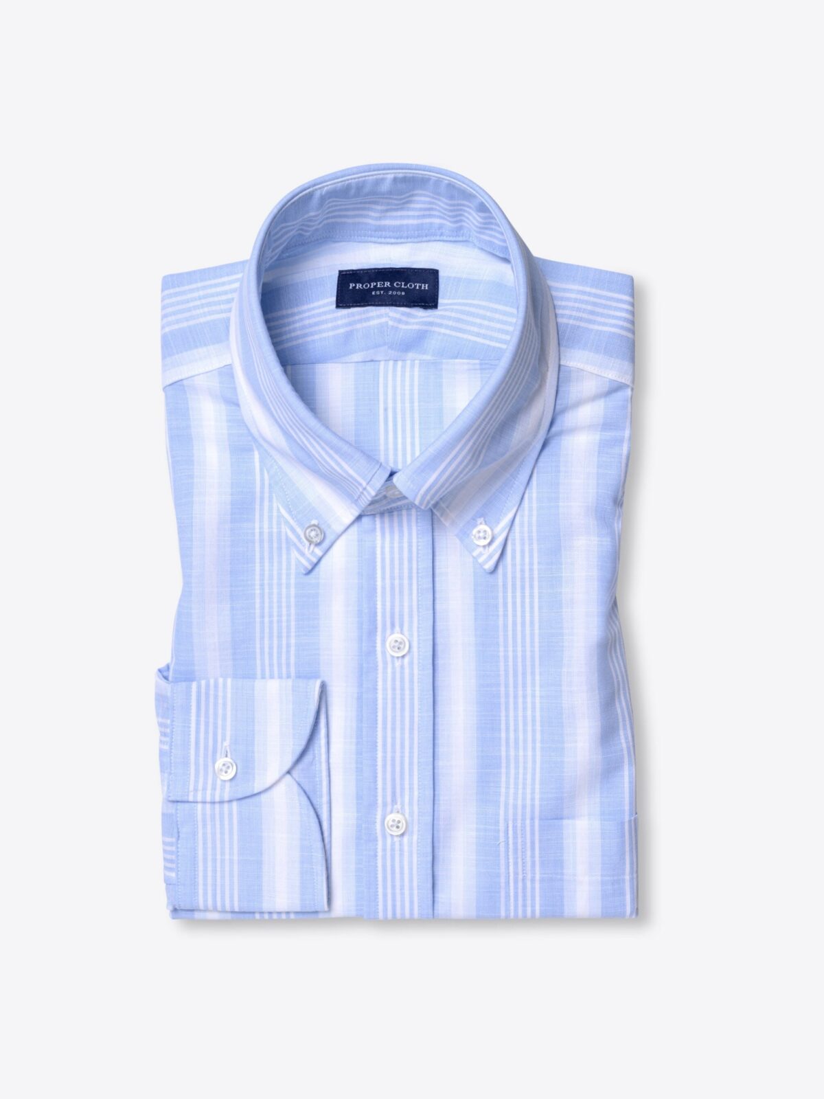 Albini Light Blue Multi Stripe Chambray Shirt by Proper Cloth